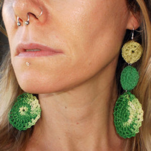Green and Yellow Doily Earrings