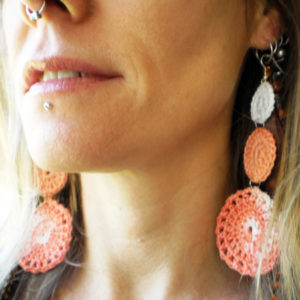 Orange & White Doily Earrings
