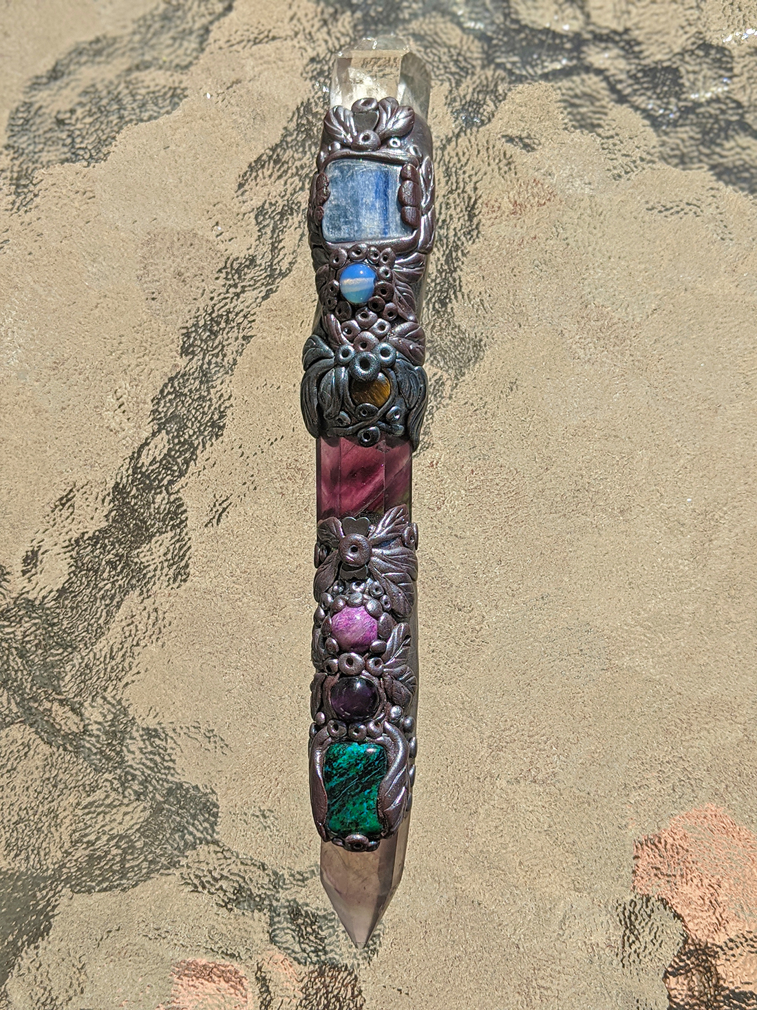 Quartz, Rainbow Fluorite, Kyanite, Chrysocolla and Sugilite Wand - Image 5