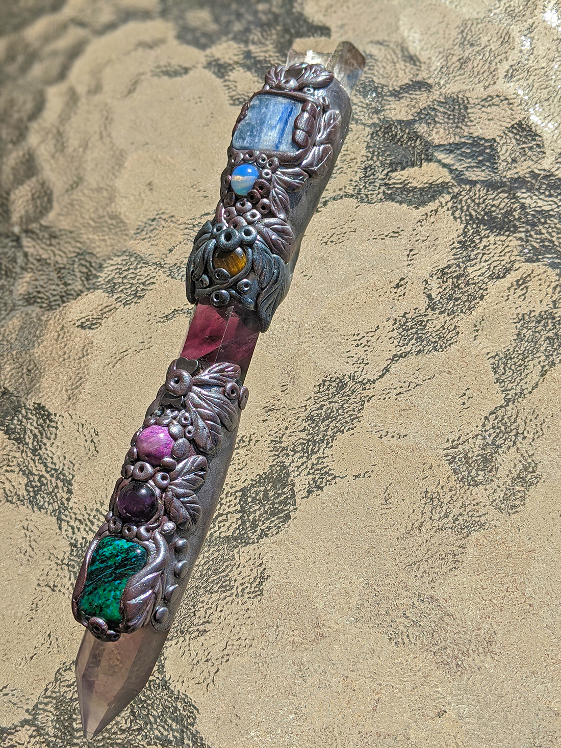 Quartz, Rainbow Fluorite, Kyanite, Chrysocolla and Sugilite Wand - Image 9