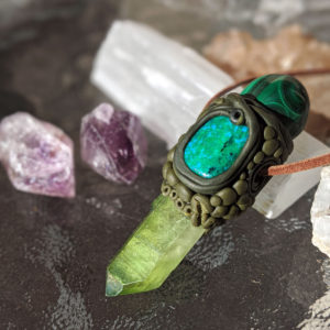 Malachite, Chrysocolla and Apple Aura Pendant