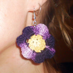 Purple & Yellow Flower Earrings