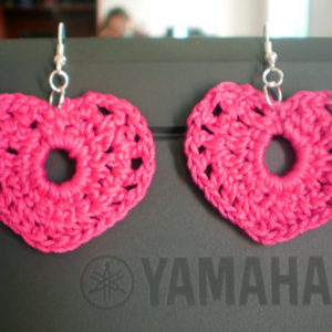 Pink Heart Flower Earrings