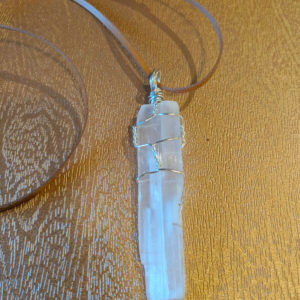 Selenite Wired Wrapped Pendant
