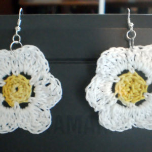 White & Yellow Flower Earrings