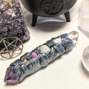 Amethyst, Clear Quartz, Moonstone, Sugilite & Rhodonite Wand