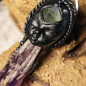 Black Amethyst and Fluorite Third Eye Goddess