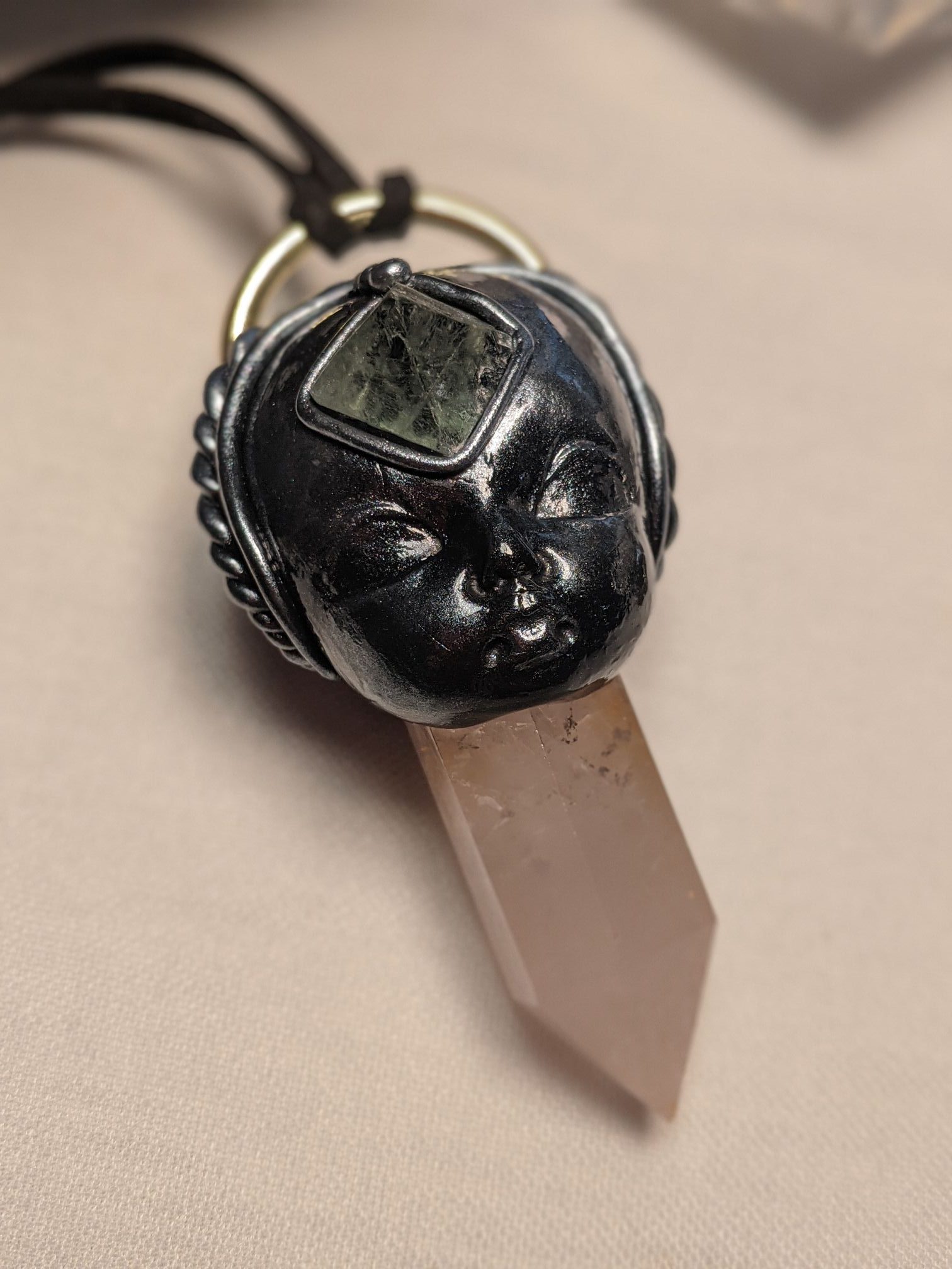Rose Quartz and Fluorite Third Eye Goddess - Image 6
