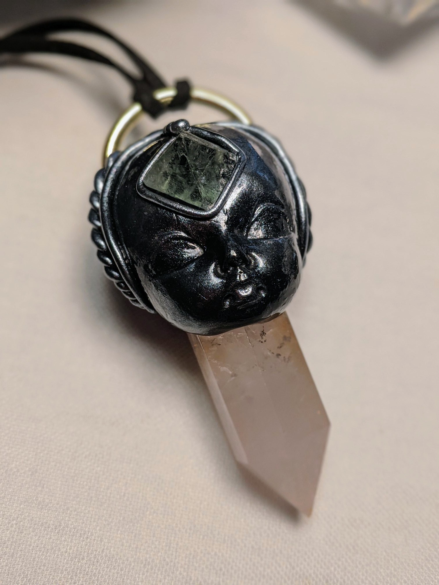 Rose Quartz and Fluorite Third Eye Goddess - Image 4