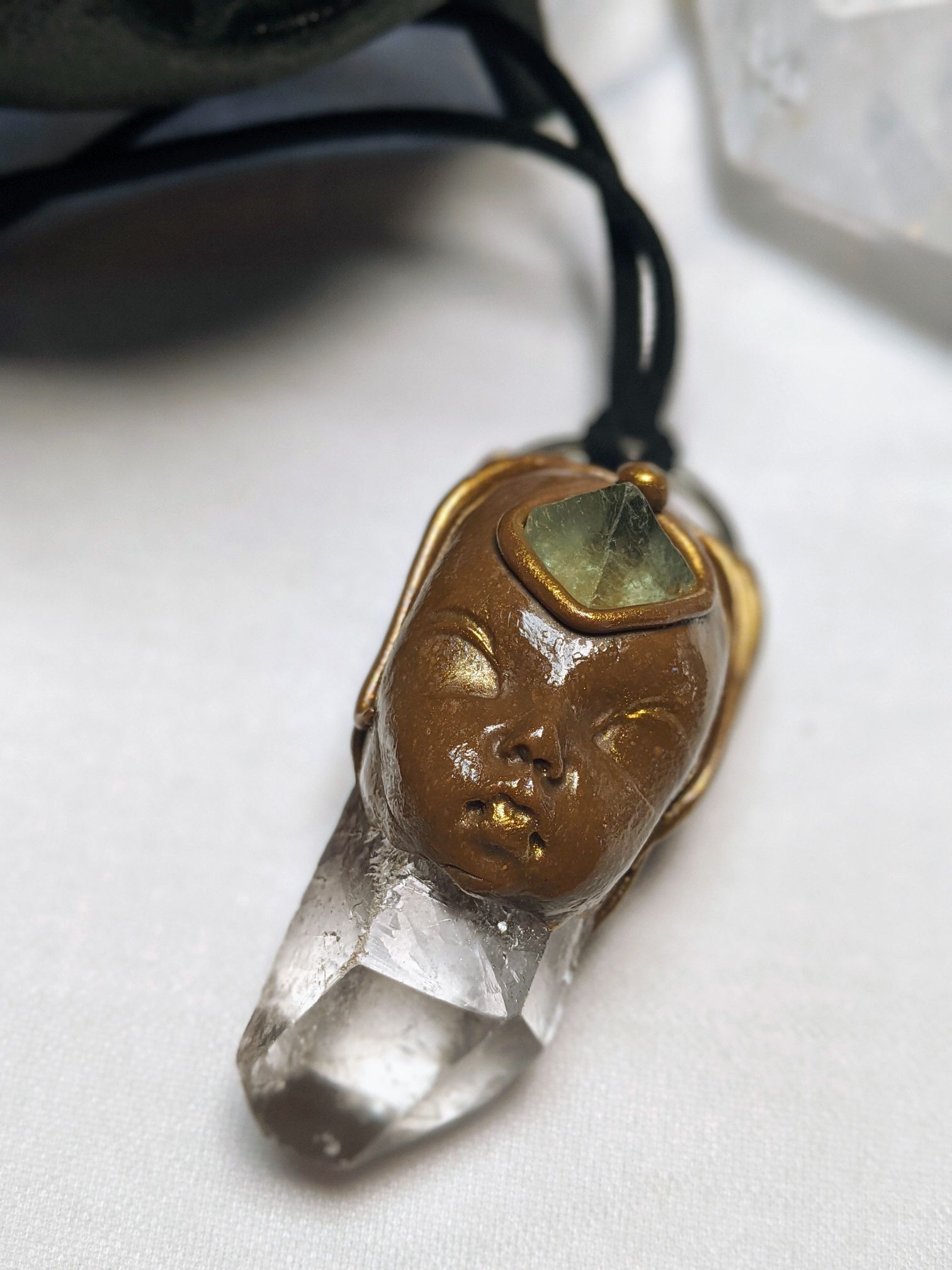 Quartz and Fluorite Third Eye Goddess - Image 4