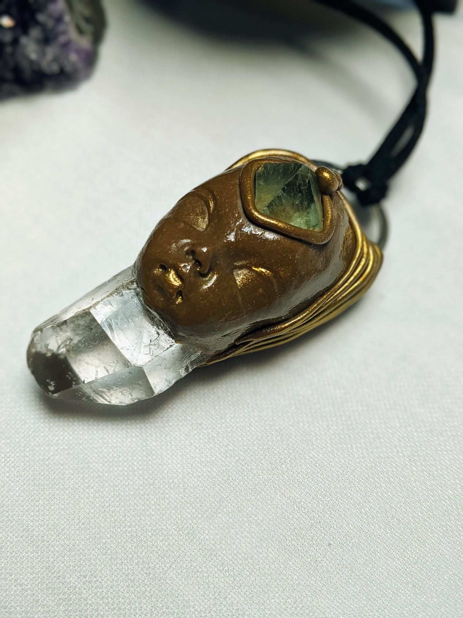 Quartz and Fluorite Third Eye Goddess - Image 5