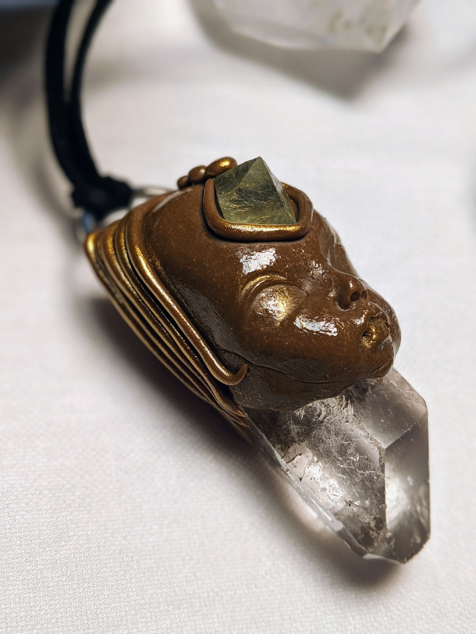 Quartz and Fluorite Third Eye Goddess - Image 2