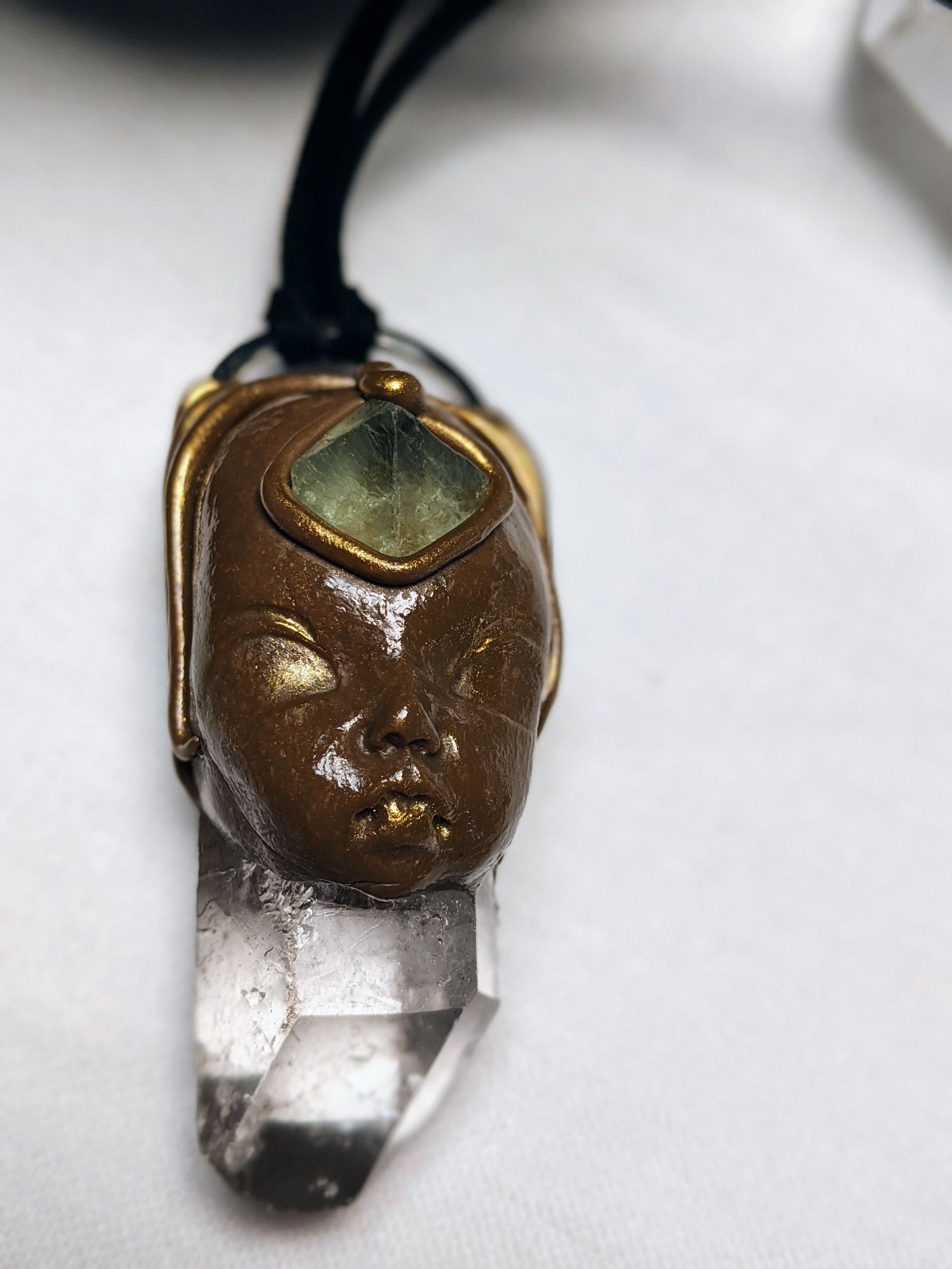 Quartz and Fluorite Third Eye Goddess - Image 3