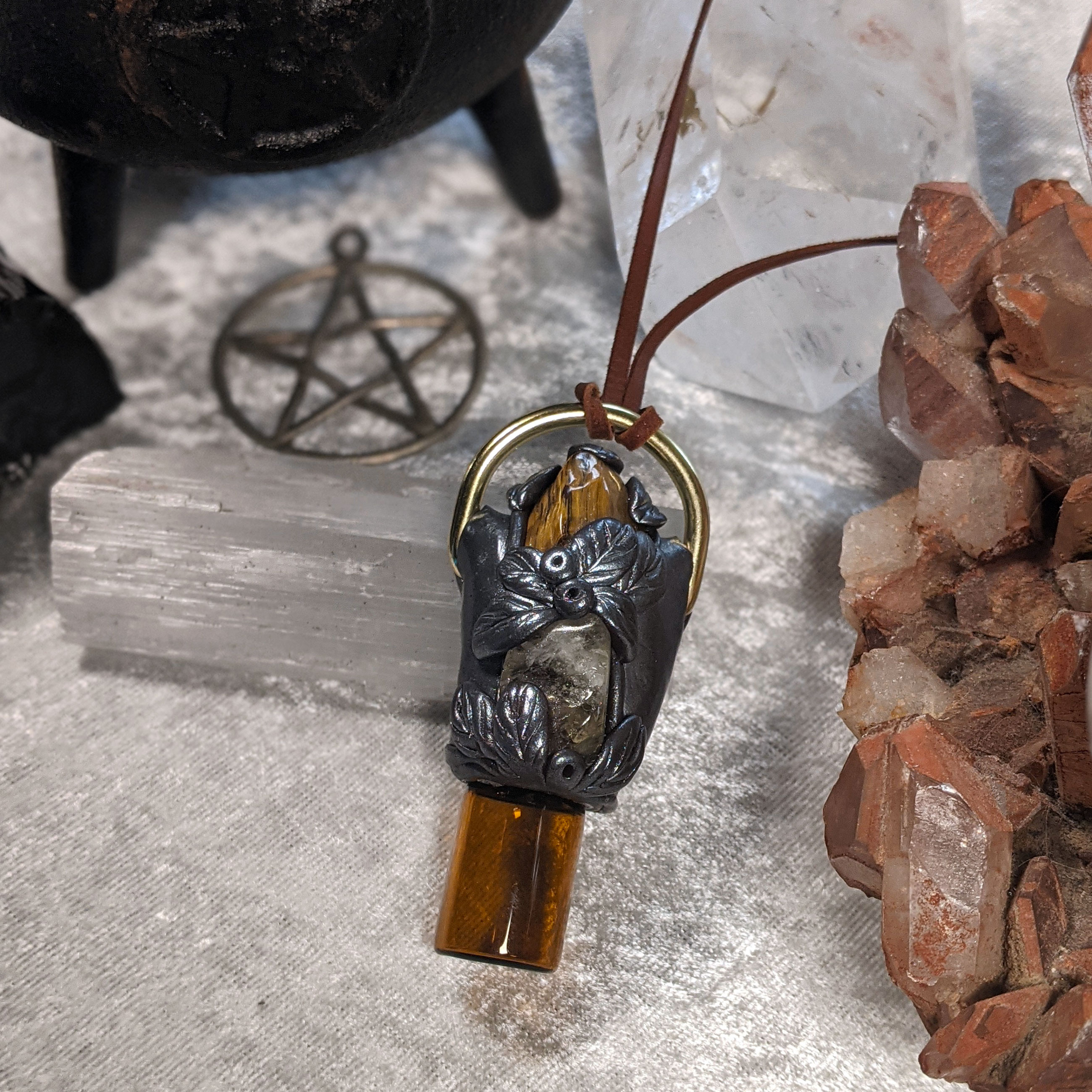 Abundance Essential Oil Necklace - Tigers Eye, Citrine, Cinnamon, Frankincense, Sandalwood, Juniper, Lavender and Bergamont.