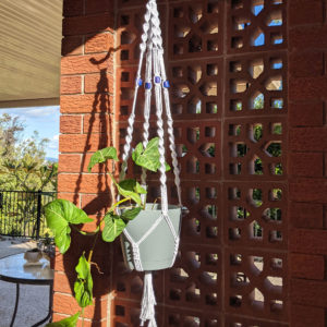 Macrame Hanging Basket Purple Beads