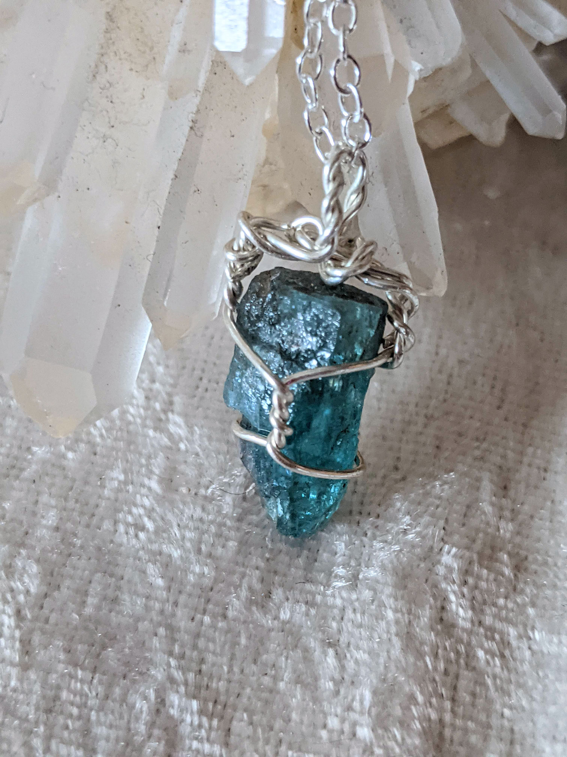 Sterling Silver Blue Apatite Necklace
