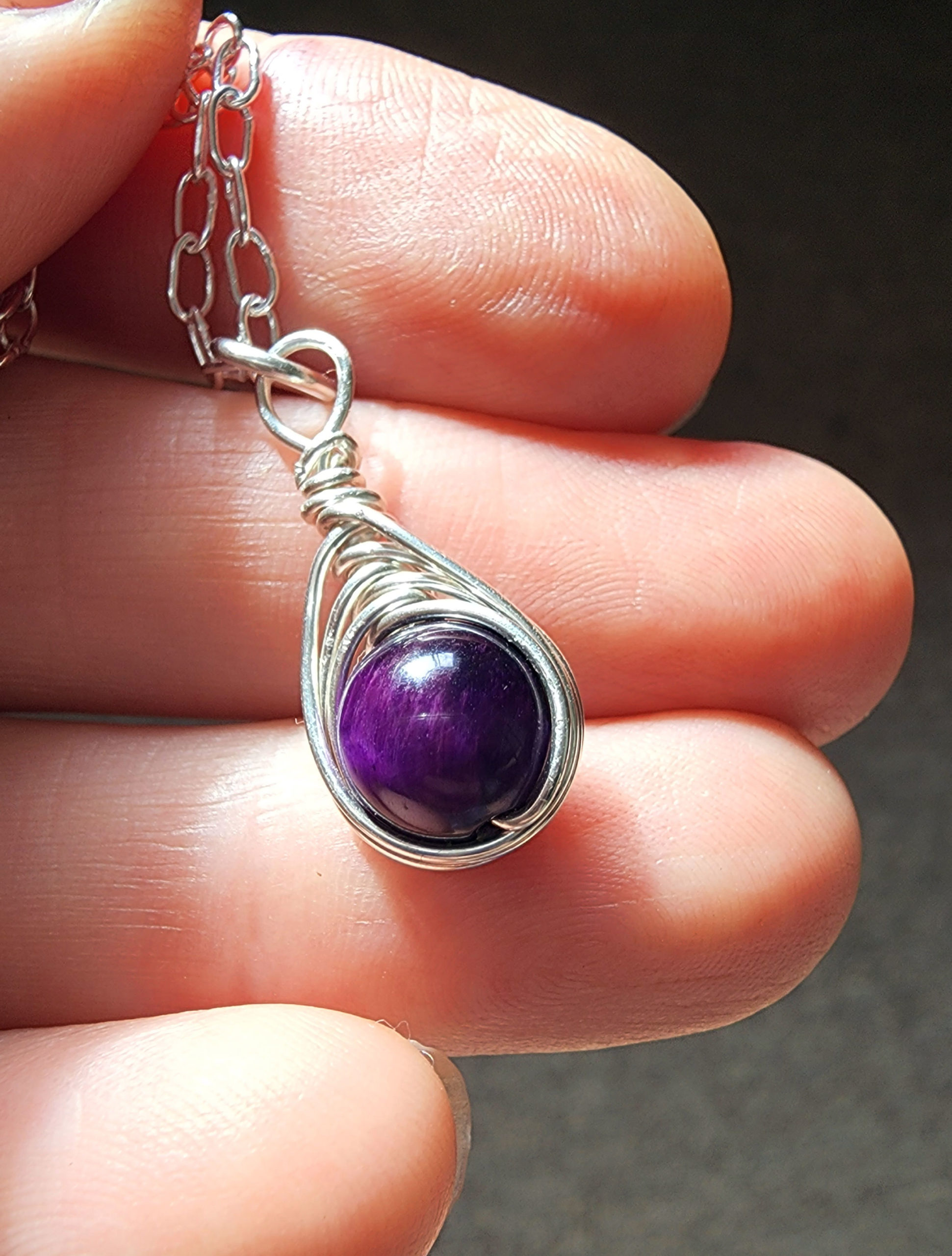 Sterling Silver Purple Tiger's Eye Necklace