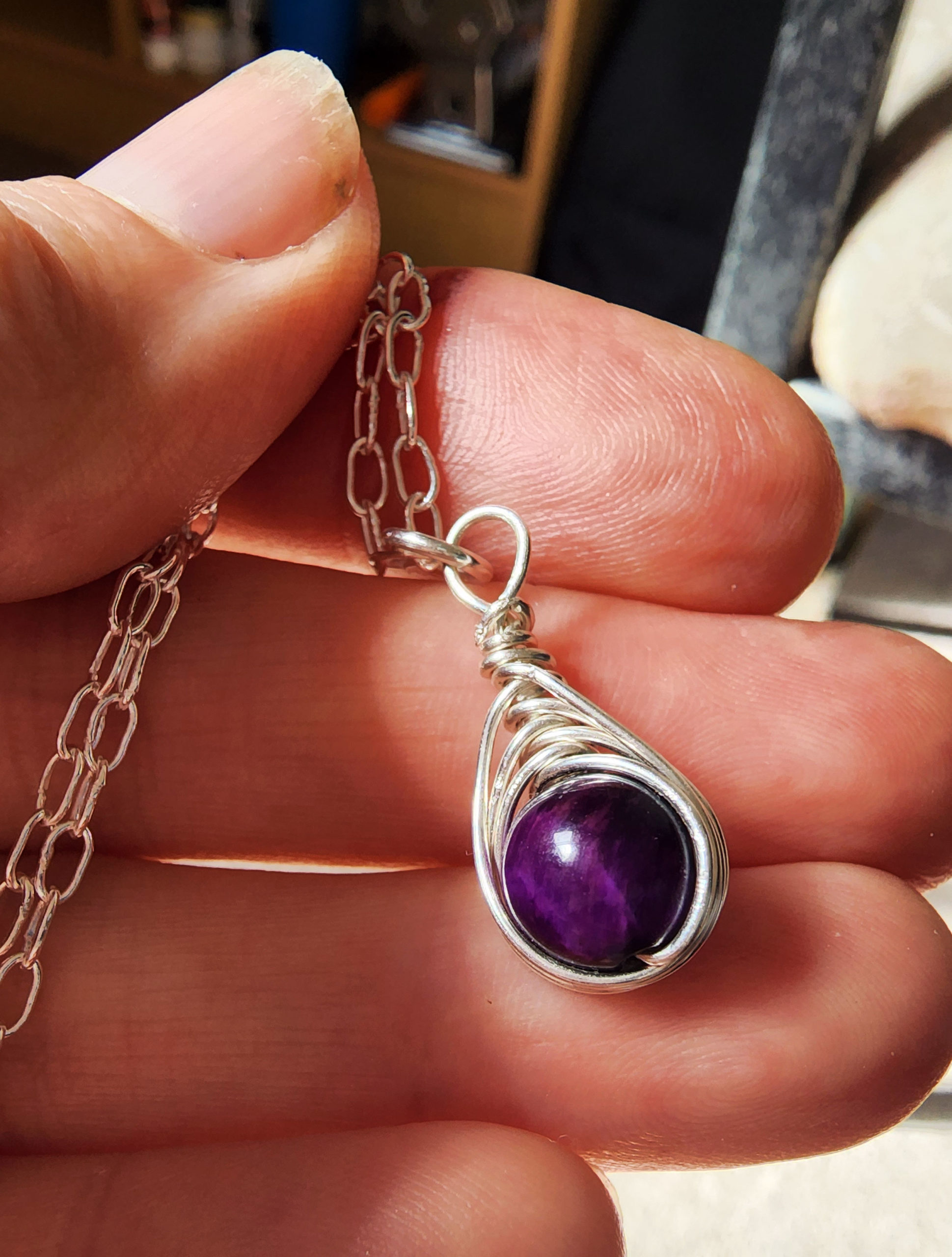 Sterling Silver Purple Tiger's Eye Necklace - Image 3