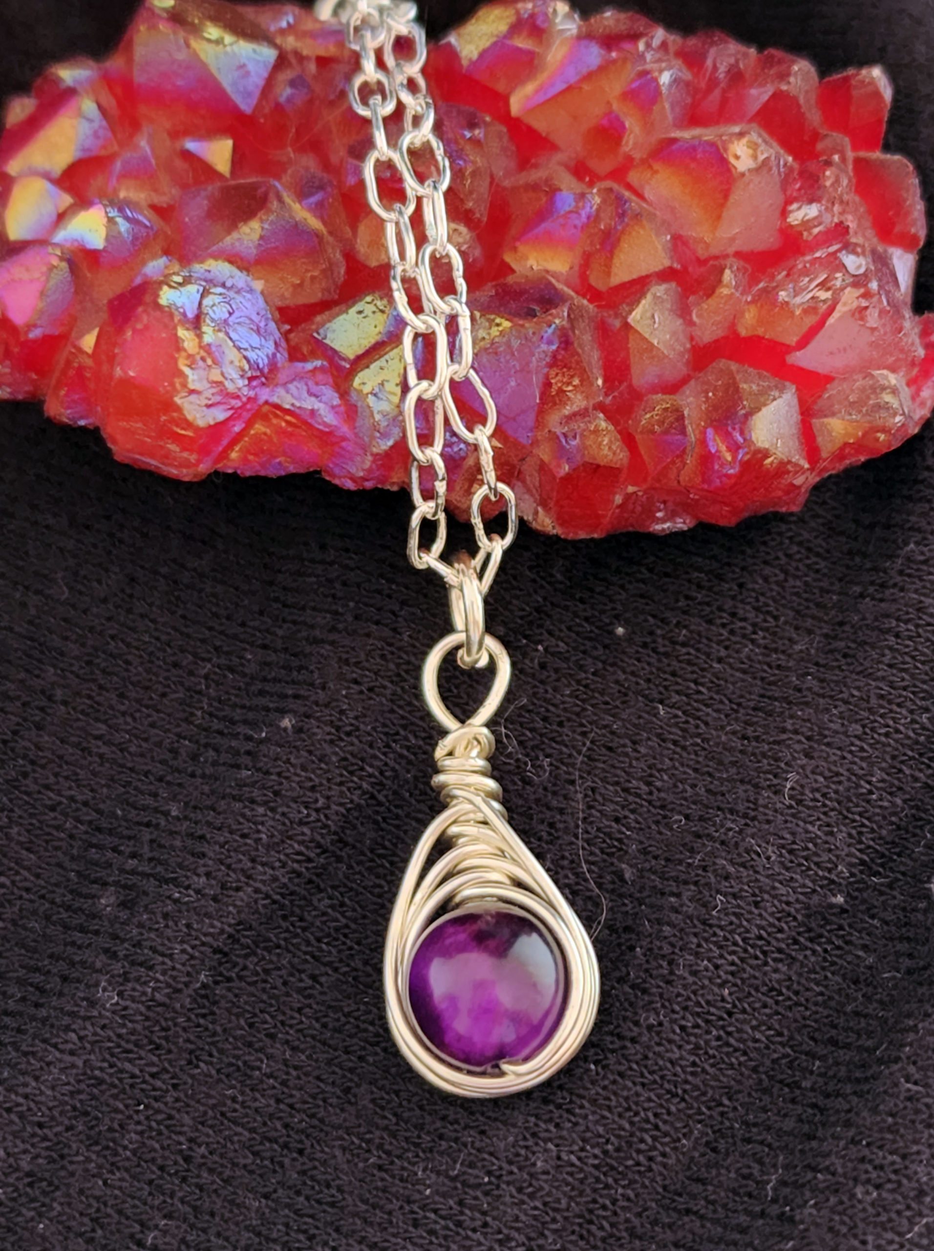 Sterling Silver Purple Tiger's Eye Necklace - Image 4