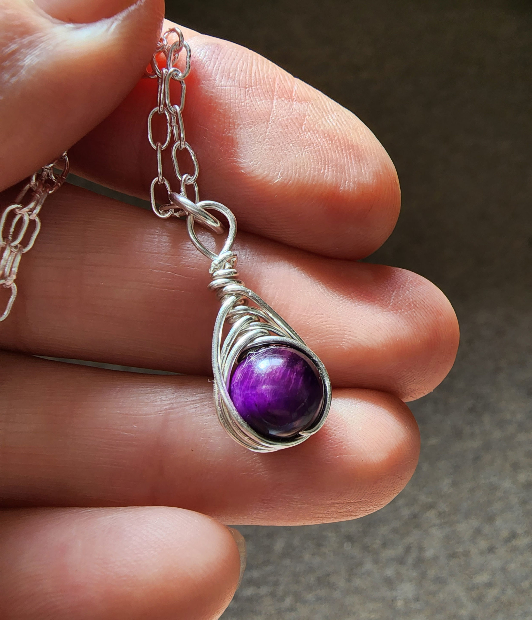 Sterling Silver Purple Tiger's Eye Necklace - Image 5