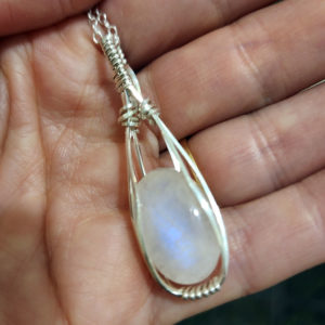 Sterling Silver Rainbow Moonstone Necklace