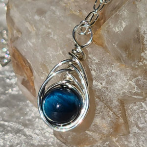 Sterling Silver Blue Tiger's Eye Necklace