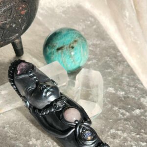 Third Eye Goddess - Fluorite, Rose Quartz, Rainbow Moonstone, Crackle Quartz, Clear Quartz.